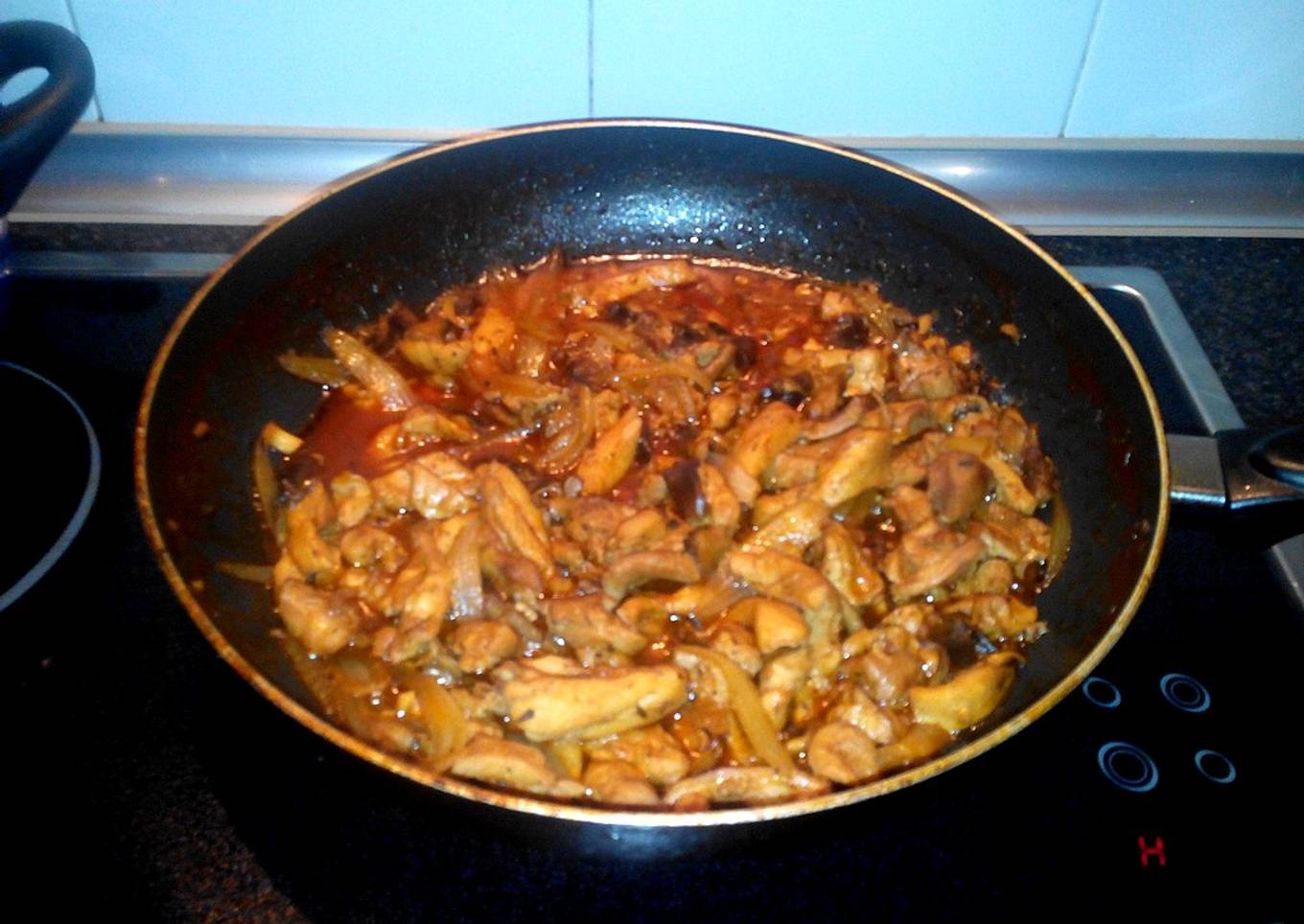 Salteado de pollo con shiitake