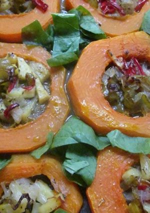 Una foto de Aros de calabaza con patatas y verduras