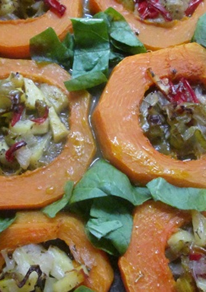 Una foto de Aros de calabaza con patatas y verduras