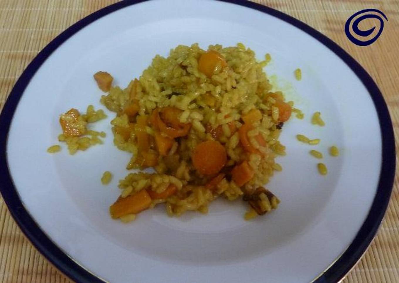 Arroz naranja con calabaza, zanahorias y batata<br />