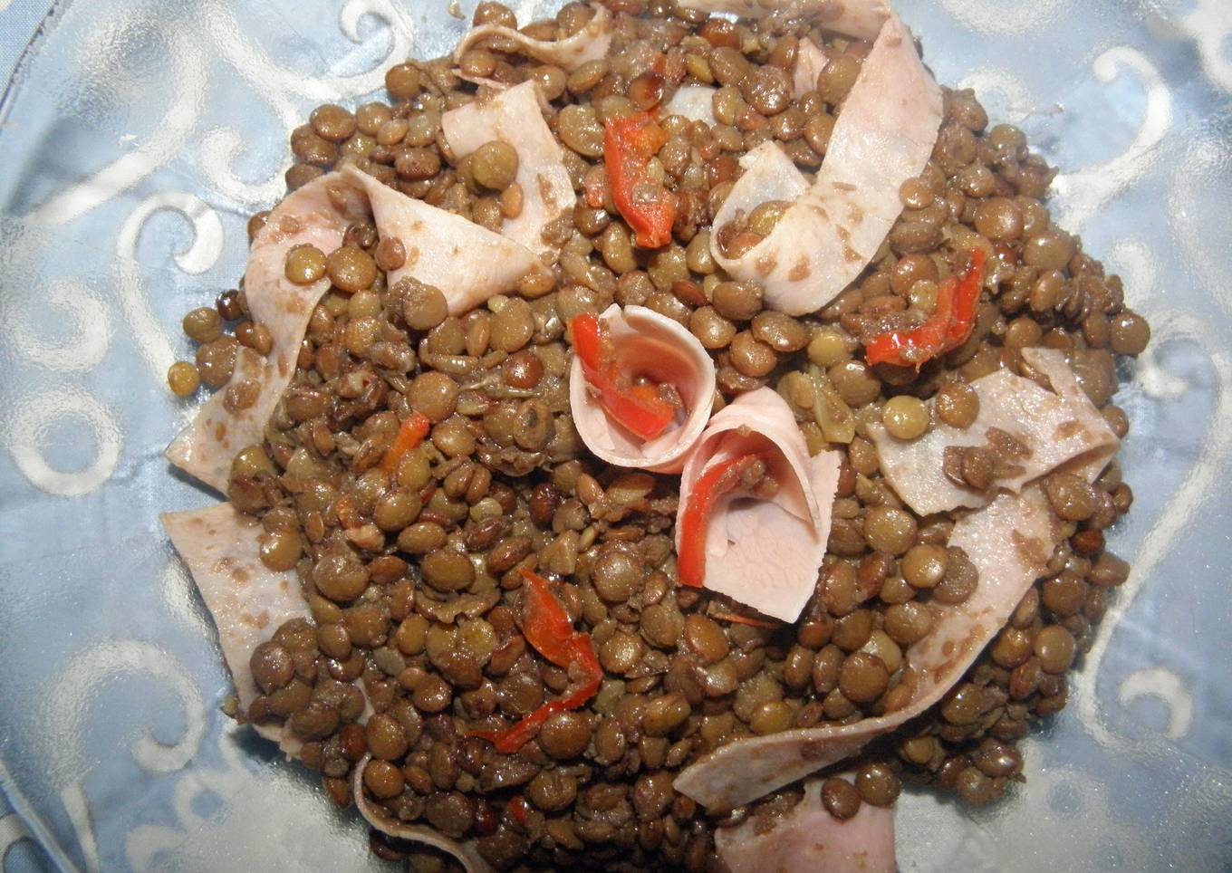 Lentejas con jamón y morrón<br />