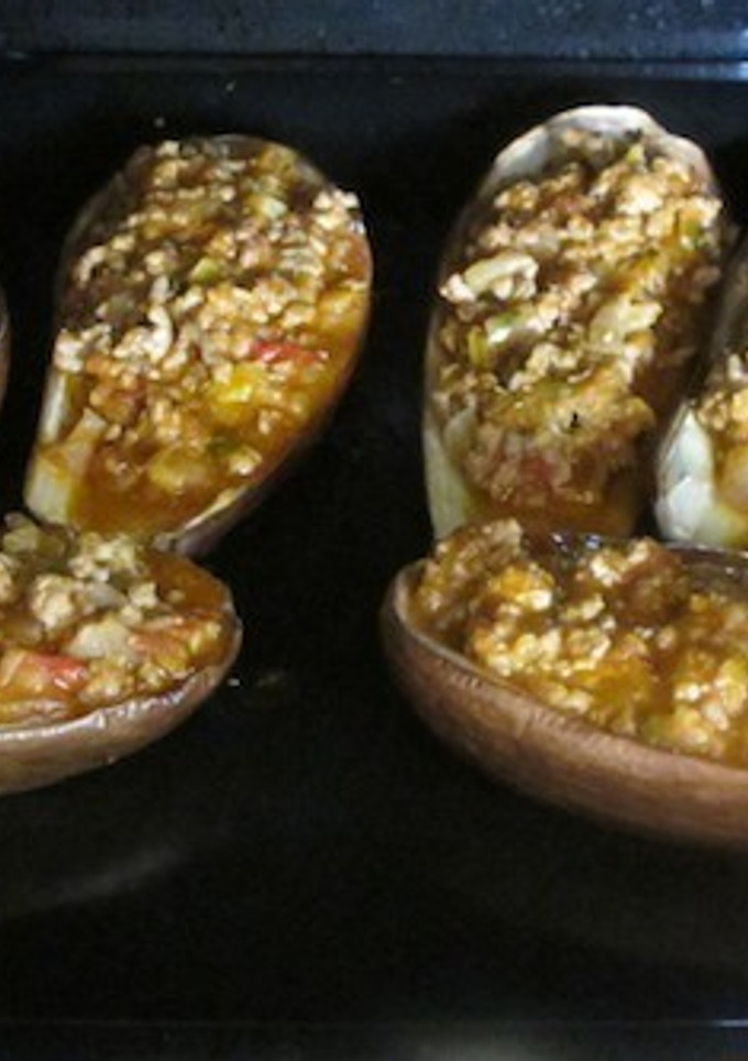 Una foto de Berenjenas rellenas de carne