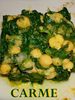Una foto de Espinacas con garbanzos al curry