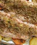 Trucha asalmonada al horno con crujiente