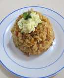Arroz con vegetales y soya texturizada