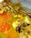 Pollo asado con vino blanco