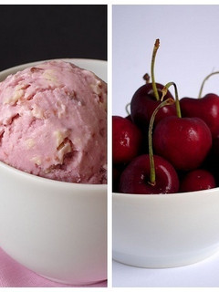 Una foto de Helado de cerezas a la crema