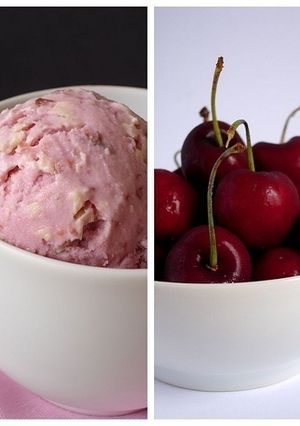 Una foto de Helado de cerezas a la crema