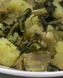 Patatas vestidas de acelgas y ajetes