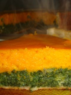 Una foto de Tarta de calabaza y espinacas (bicolor)