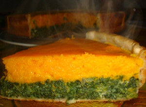 Una foto de Tarta de calabaza y espinacas (bicolor)