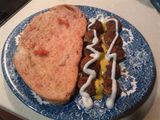 Pan tomate amb frankfurt en forma de seta