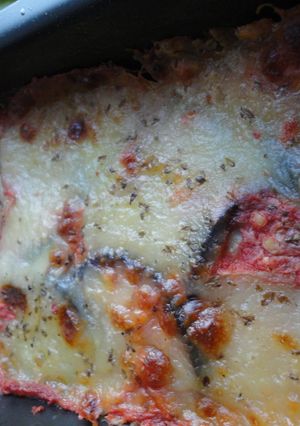 Una foto de Pastel de berenjena asada con mozzarella