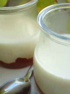 Una foto de Panna cotta de parmesano y mermelada de tomate