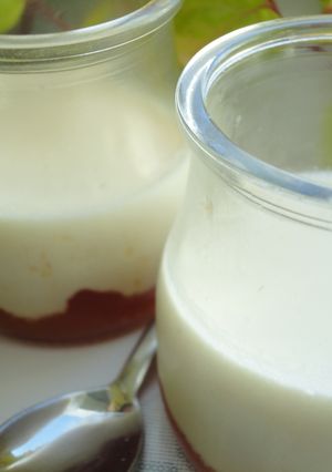Una foto de Panna cotta de parmesano y mermelada de tomate