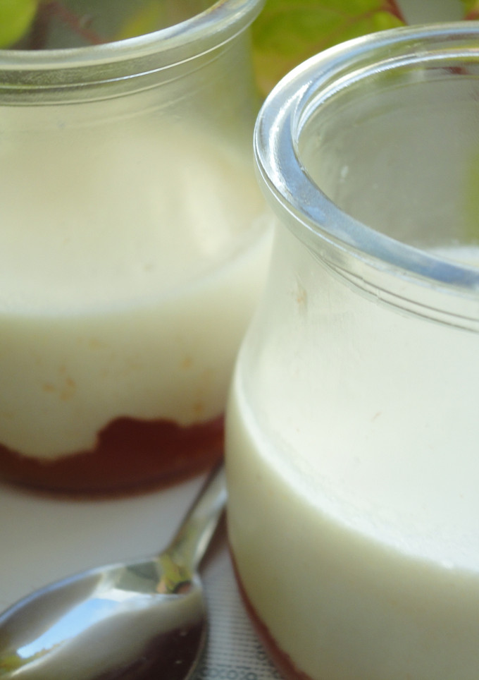 Una foto de Panna cotta de parmesano y mermelada de tomate