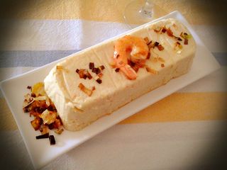 Pastel de puerros y langostinos
