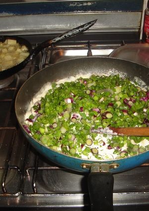 Una foto de Pollo al verdeo con crema