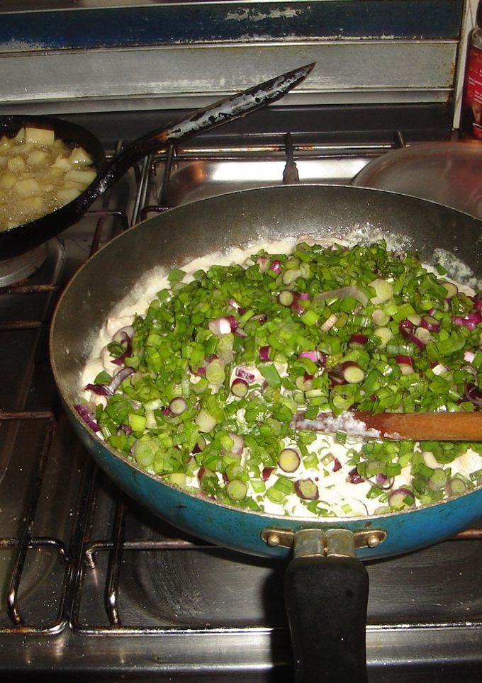 Una foto de Pollo al verdeo con crema