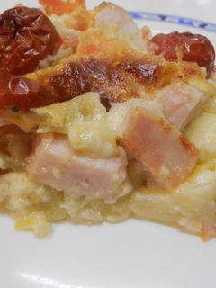 Una foto de Quiche de calabacín y puerros con pavo