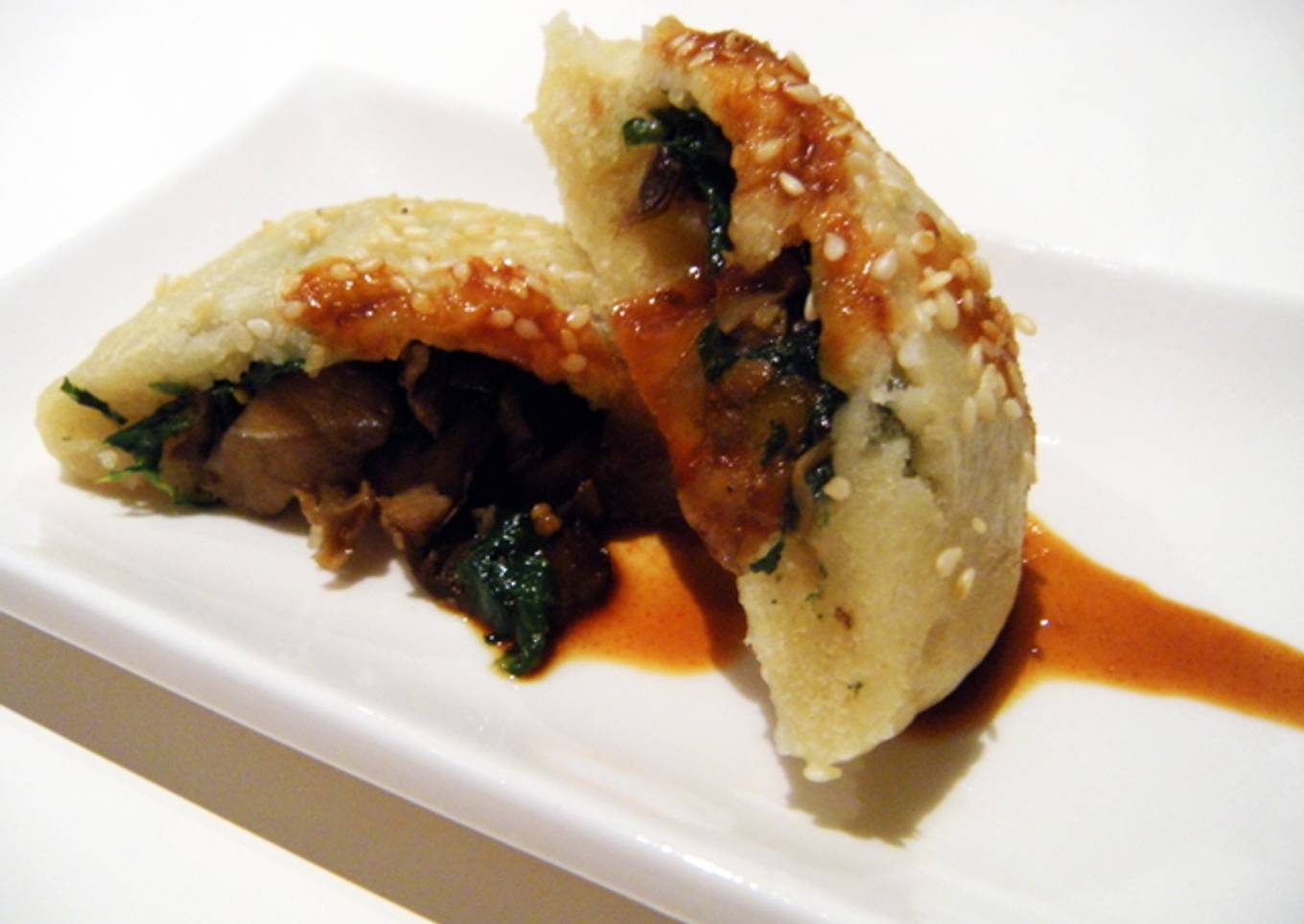 Dim sum de boletus y espinacas