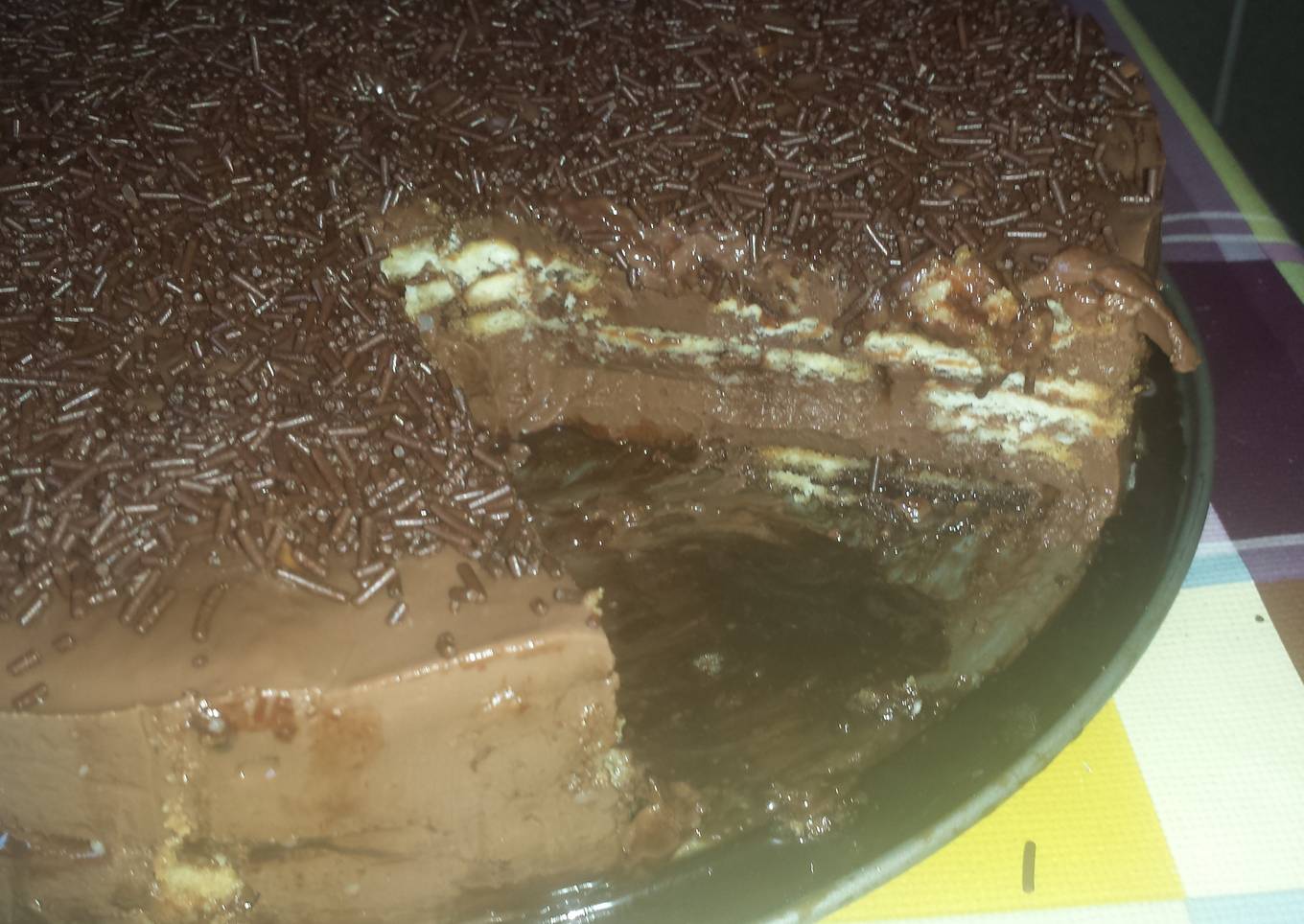 Tarta mus de chocolate y galletas<br />