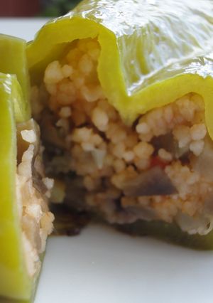 A picture of Italian Peppers Stuffed with Tabbouleh.