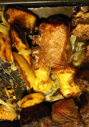 Una foto de Bife de chorizo al horno con papas