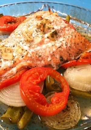 Una foto de Salmón al horno