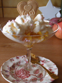 Una foto de Mango fresco con helado nieve