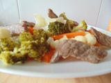 Verduras al vapor con ternera