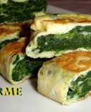 Tortilla de espinacas y queso a las hierbas