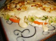Una foto de relleno para lasagna de verduras