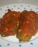 Long Green Peppers Stuffed with Meat and Sauce