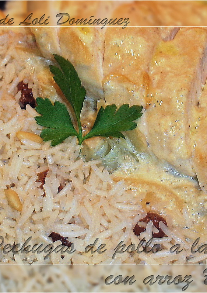 Una foto de Pechugas de pollo a la crema con arroz basmati