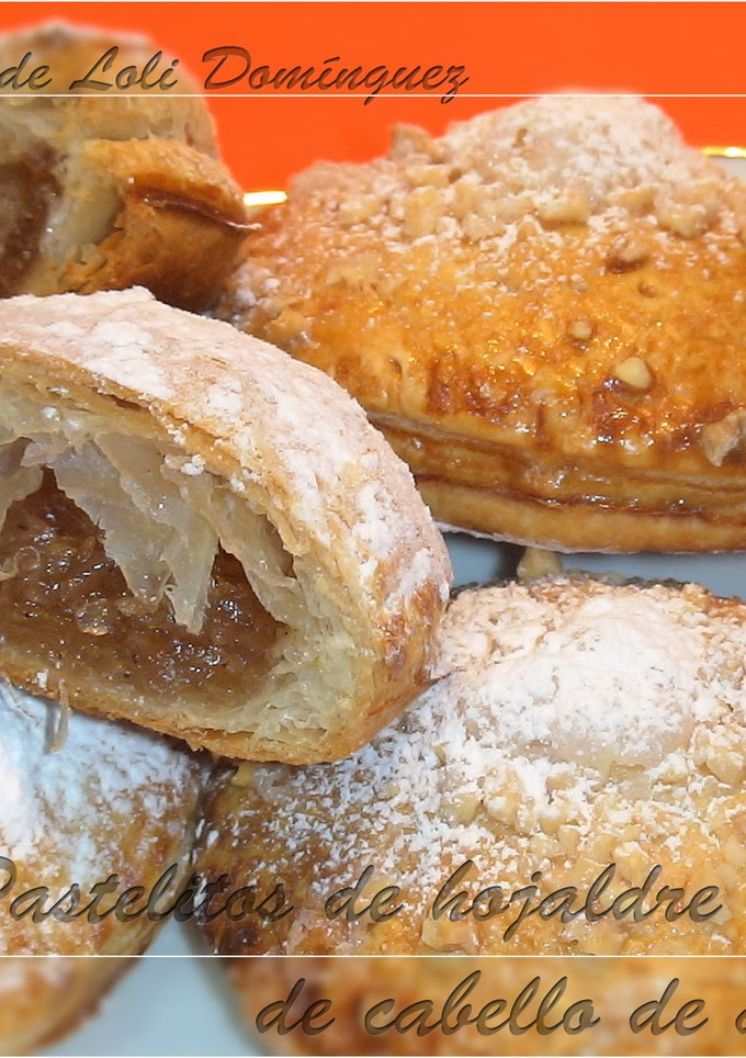 Una foto de Pastelitos de hojaldre rellenos de cabello de ángel