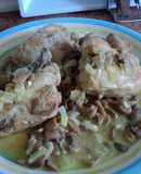 Pollo en salsa de champiñones a la mostaza