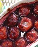Ciruelas asadas con crema de lima