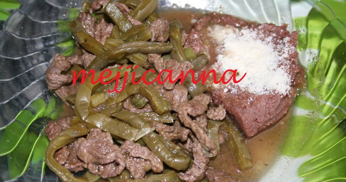 Carne con nopalitos y chile verde Receta de Maggie- Cookpad