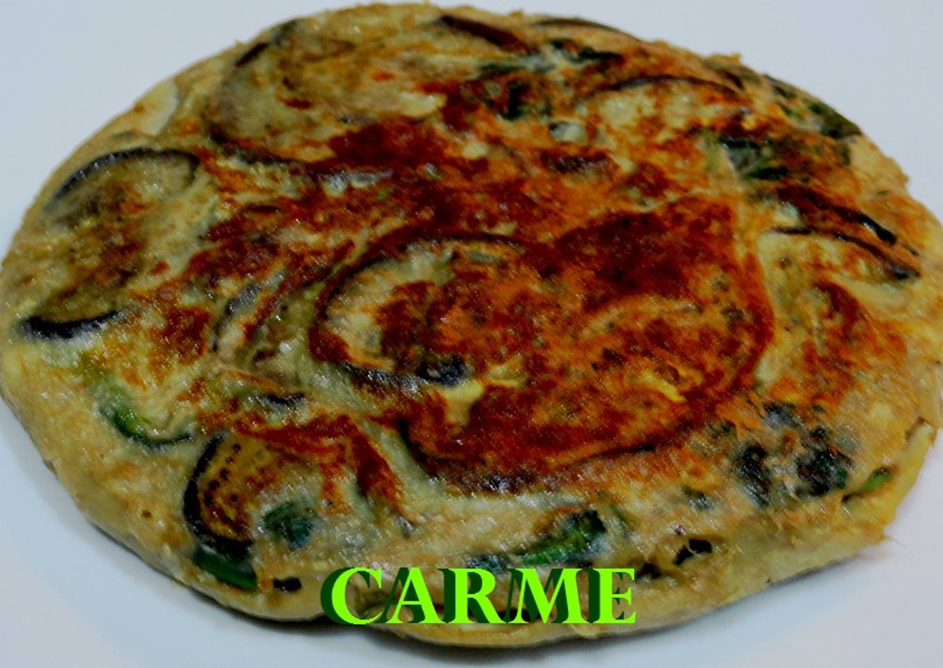 Tortilla de berenjena y espinacas