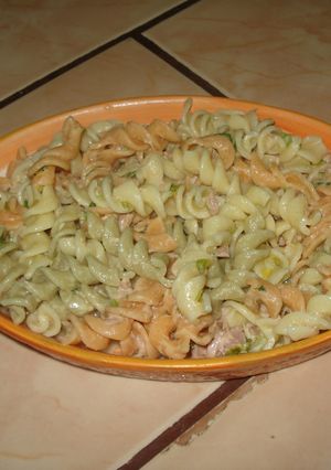 Una foto de Ensalada de tornillitos multicolor con Atún