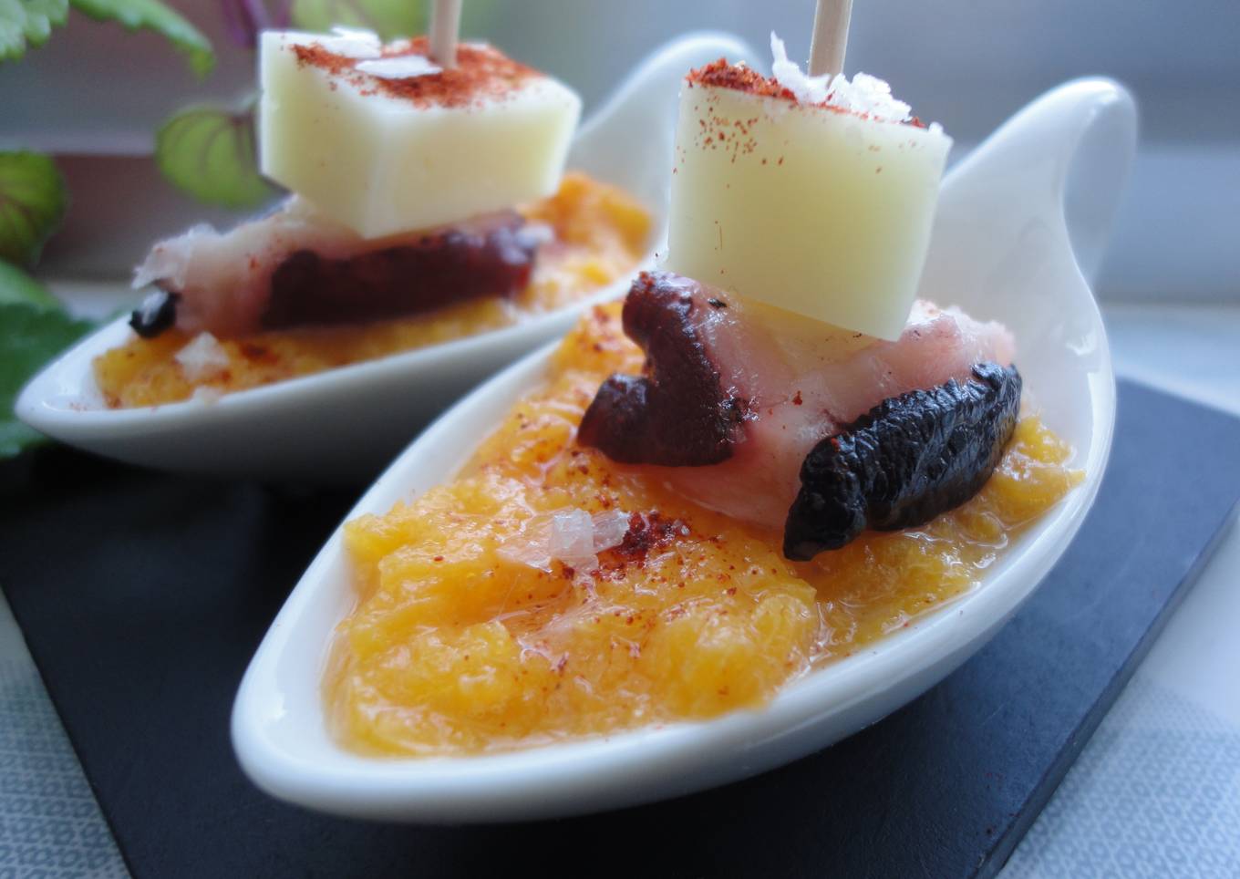 Cucharilla de pulpo con calabaza