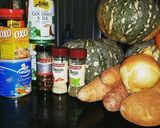 A picture of step 1 of Spicy pumpkin soup .
