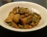 A picture of step 7 of Broccoli, Mushroom, Potato, Peas & Chickpea Curry (Vegan/Veg).