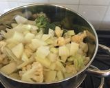 A picture of step 2 of Broccoli and Cauliflower Cheese with Onions.