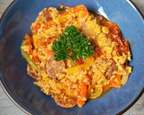 Tojásos lecsó kolbásszal recept fázis 3 fotója
