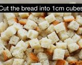 A picture of step 1 of Egg Bread Cubes.