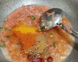 A picture of step 2 of Aloo chana masala.