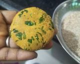 A picture of step 6 of Bajra Methi Achari Vada.