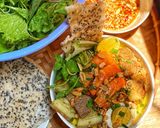 A picture of step 10 of Mi Quang with Shrimp, Pork, Ribs, and Eggs.